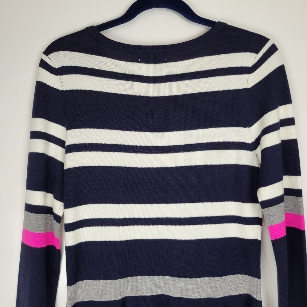 Eliza J Women's Navy Striped Pink/Gray/Cream Long Sleeve Sweater Dress Size M - Picture 7 of 10